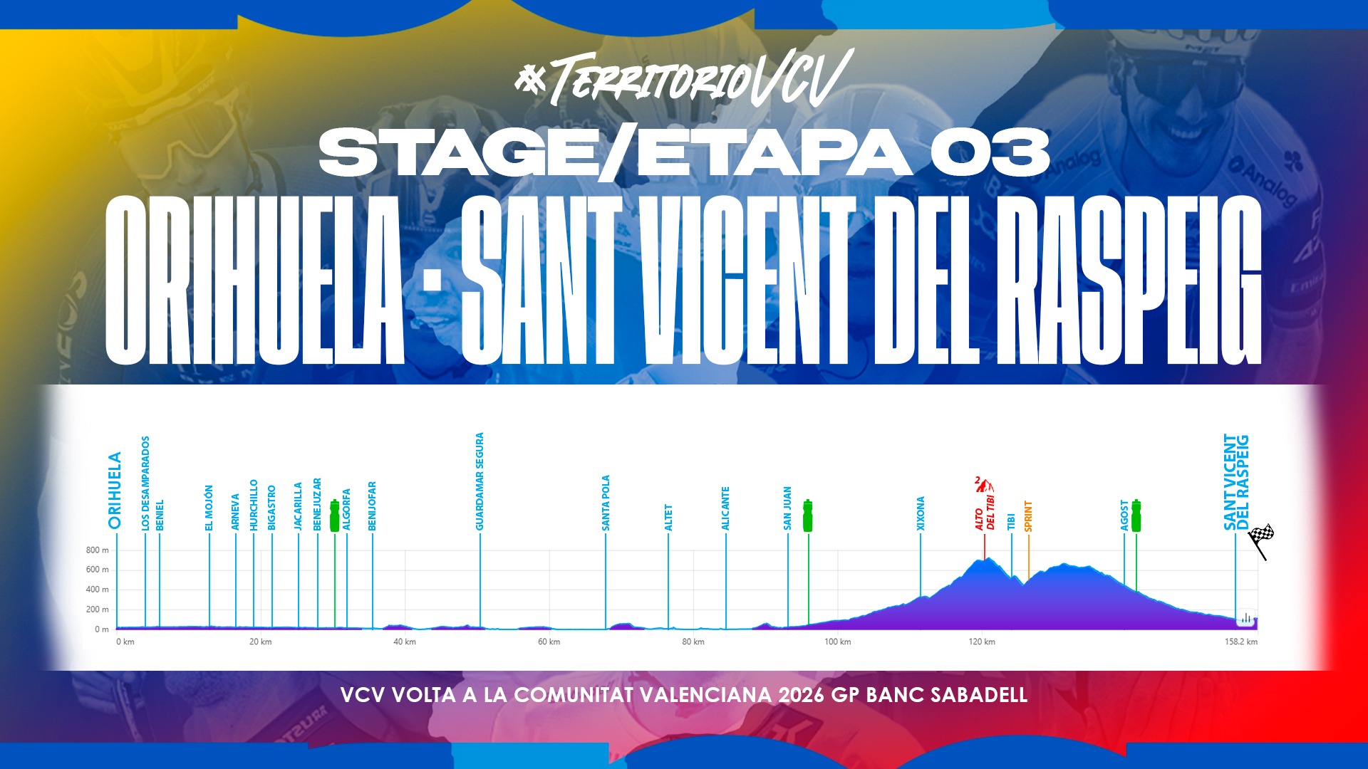 Volta a la Comunitat Valenciana 2026 Stage 3 route profile from Orihuela to Sant Vicent del Raspeig